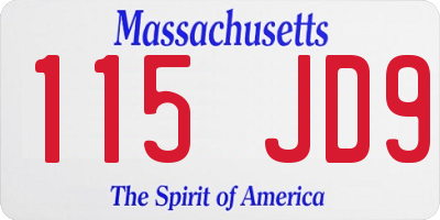 MA license plate 115JD9