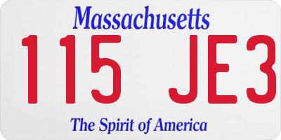 MA license plate 115JE3