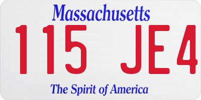 MA license plate 115JE4