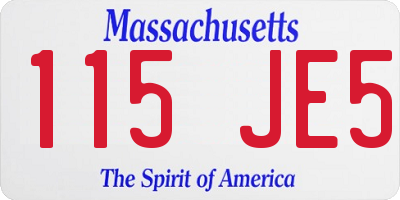 MA license plate 115JE5