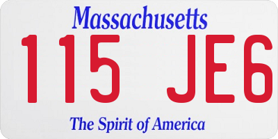 MA license plate 115JE6