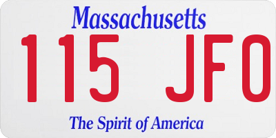 MA license plate 115JF0