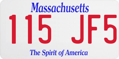 MA license plate 115JF5