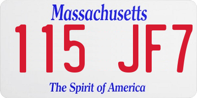 MA license plate 115JF7