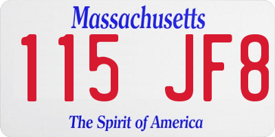 MA license plate 115JF8
