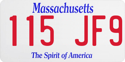 MA license plate 115JF9