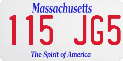 MA license plate 115JG5
