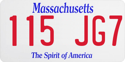 MA license plate 115JG7