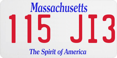 MA license plate 115JI3