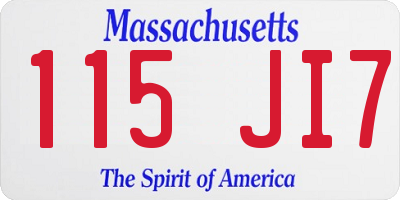MA license plate 115JI7