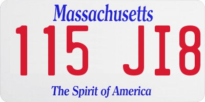 MA license plate 115JI8