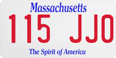 MA license plate 115JJ0