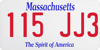 MA license plate 115JJ3