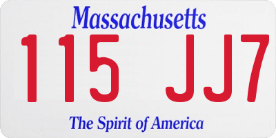 MA license plate 115JJ7