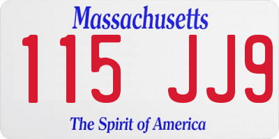 MA license plate 115JJ9