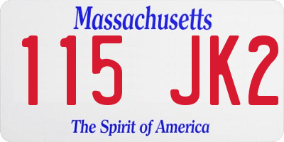 MA license plate 115JK2