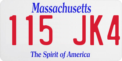 MA license plate 115JK4