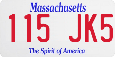 MA license plate 115JK5