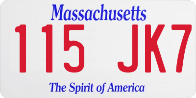 MA license plate 115JK7