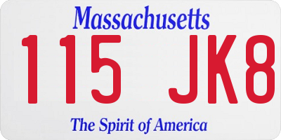 MA license plate 115JK8
