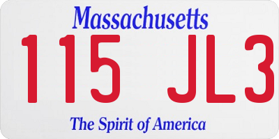 MA license plate 115JL3
