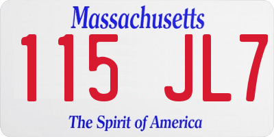 MA license plate 115JL7