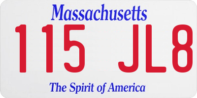 MA license plate 115JL8
