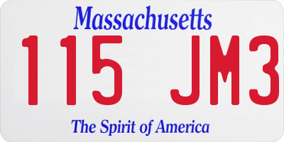 MA license plate 115JM3