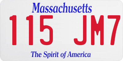 MA license plate 115JM7