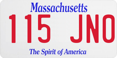 MA license plate 115JN0