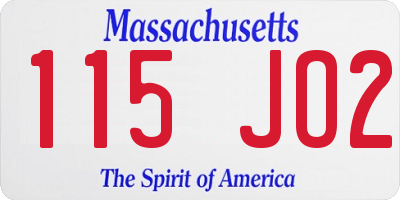 MA license plate 115JO2