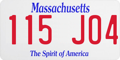 MA license plate 115JO4