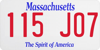 MA license plate 115JO7