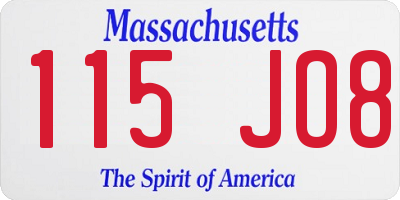 MA license plate 115JO8