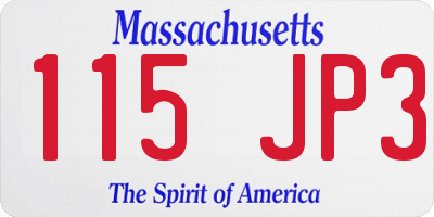 MA license plate 115JP3