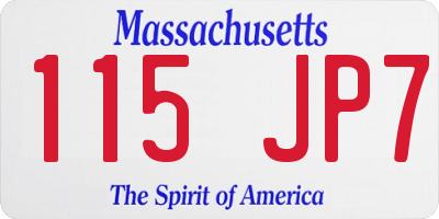 MA license plate 115JP7