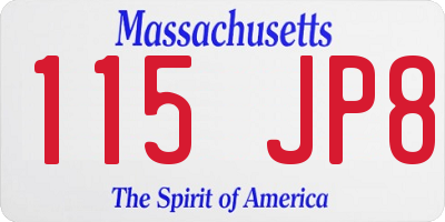 MA license plate 115JP8