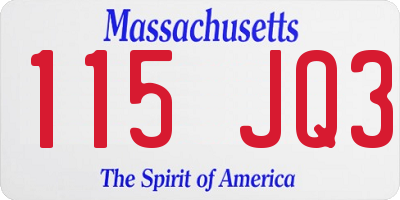 MA license plate 115JQ3