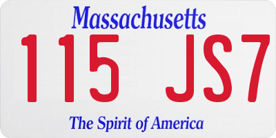 MA license plate 115JS7