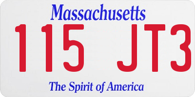 MA license plate 115JT3