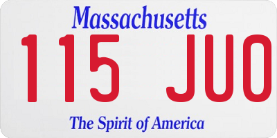 MA license plate 115JU0