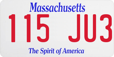 MA license plate 115JU3