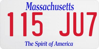 MA license plate 115JU7