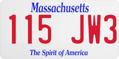 MA license plate 115JW3