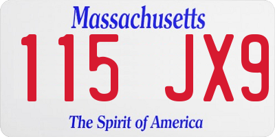 MA license plate 115JX9