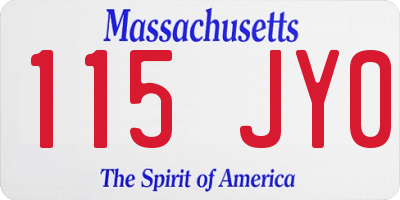 MA license plate 115JY0