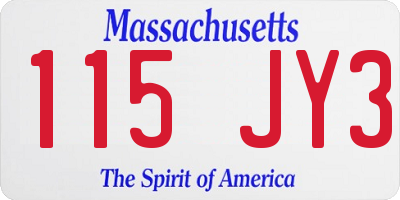 MA license plate 115JY3