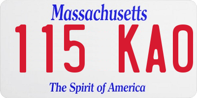 MA license plate 115KA0