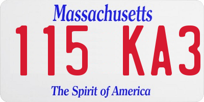 MA license plate 115KA3