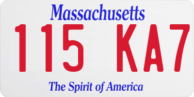MA license plate 115KA7
